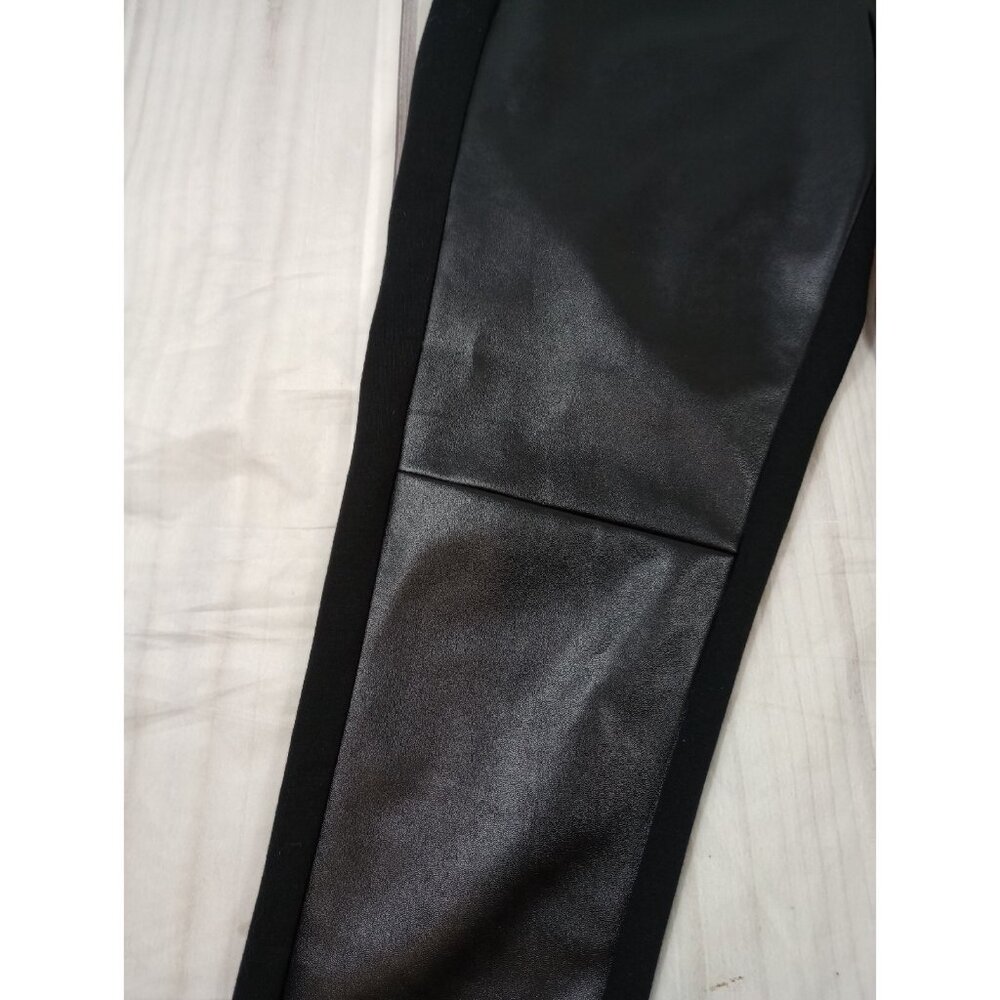 Rafaella Size 12 Pull On Black Faux Leather Ankle Pants Moto Skinny Leggings - Picture 3 of 10